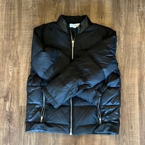 Mens Calvin Klein black puffer with leather details